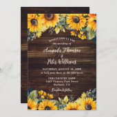 ひまわり素朴カントリーウッド結婚フローラ 招待状 (正面/裏面)