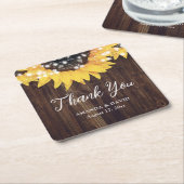 ひまわり素朴カントリーウッド結婚式の引き出物 スクエアペーパーコースター (アングル)