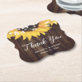 ひまわり素朴カントリーウッド結婚式の引き出物 ペーパーコースター (アングル)