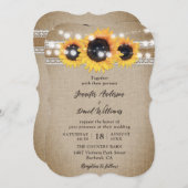 ひまわり素朴カントリーバーラップレース結婚ズ 招待状 (正面/裏面)