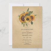 ひまわり素朴カントリーバーン婚約パーティ 招待状 (正面)