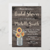 ひまわり素朴カントリーフローラウッドブライダルシャワー 招待状 (正面)