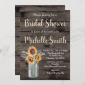 ひまわり素朴カントリーフローラウッドブライダルシャワー 招待状 (正面/裏面)