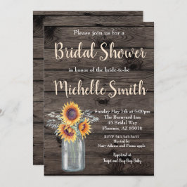 ひまわり素朴カントリーフローラウッドブライダルシャワー 招待状