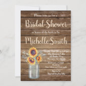 ひまわり素朴カントリーフローラウッドブライダルシャワー 招待状 (正面)