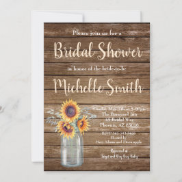 ひまわり素朴カントリーフローラウッドブライダルシャワー 招待状
