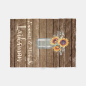 ひまわり素朴カントリーメイソンジャールフローラ納屋周囲の庭 フリースブランケット (正面(横))