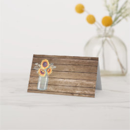 ひまわり素朴カントリーメイソンジャールフローラ納屋周囲の庭 プレイスカード