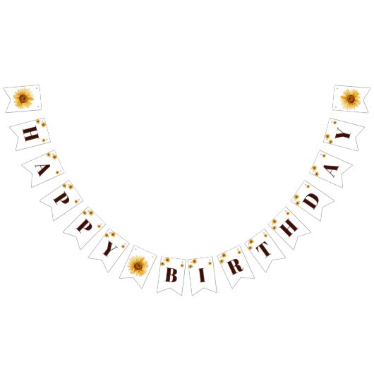ひまわり素朴ガールズハッピーバースデー バンティングフラッグ (全)