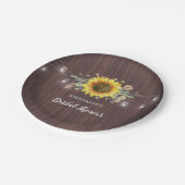 ひまわり素朴ガールライトウッドブライダルシャワー ペーパープレート (アングル)