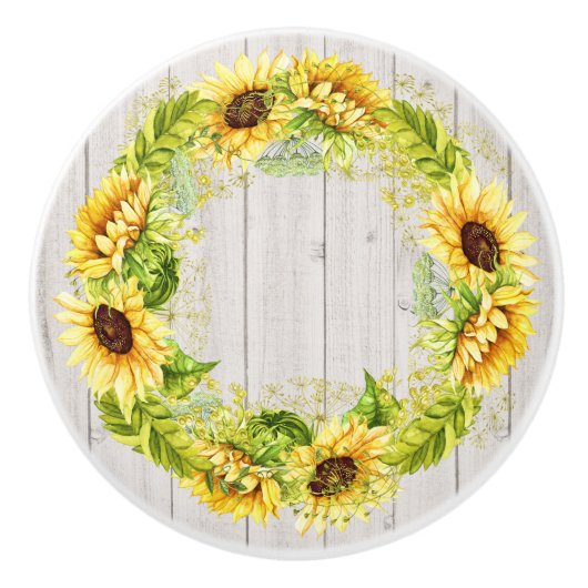 ひまわり素朴キャビネット/引き出しノブ セラミックノブ (正面)