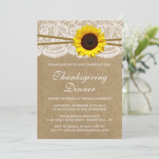 ひまわり素朴クラフト&レース感謝祭ディナー 招待状 (スタンド正面)