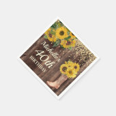 ひまわり素朴グリッターブーツウッド40th誕生日 スタンダードカクテルナプキン (角)