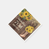 ひまわり素朴グリッターブーツウッド70誕生日 スタンダードカクテルナプキン (角)