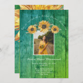 ひまわり素朴グリーンウッド結婚ズブライダルシャワー 招待状 (正面/裏面)