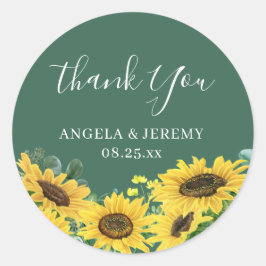 ひまわり素朴グリーンリーユーカリ ラウンドシール