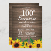 ひまわり素朴サプライズ100誕生日 招待状 (正面/裏面)