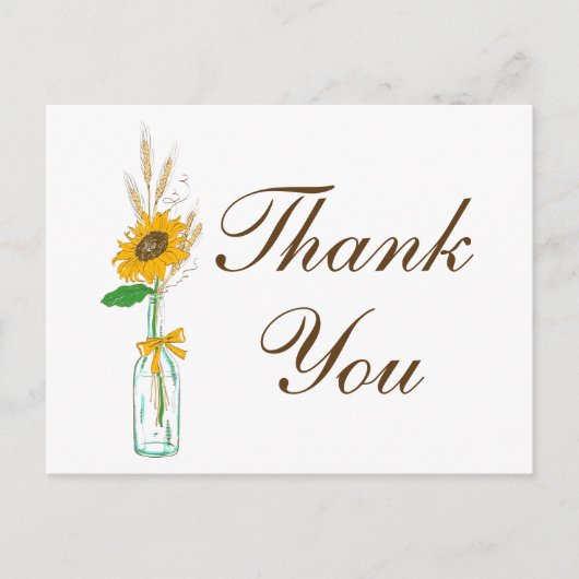 ひまわり素朴サンフラワーサンキューイエローフローラ結婚ズ ポストカード (正面)
