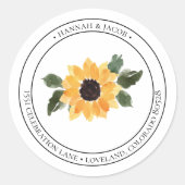 ひまわり素朴サークル差出人住所ラベル ラウンドシール (正面)