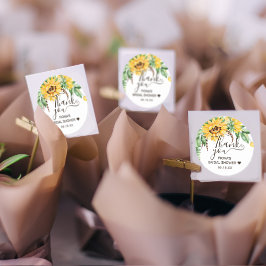 ひまわり素朴スクリプトサンキューブライダルシャワー ラウンドシール