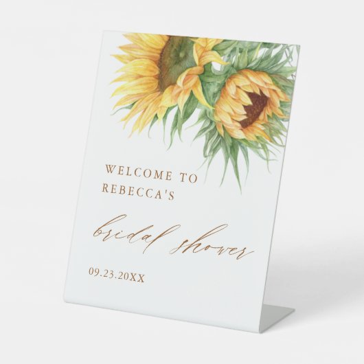 ひまわり素朴スクリプトブライダルシャワーへようこそ 台座サイン (正面)