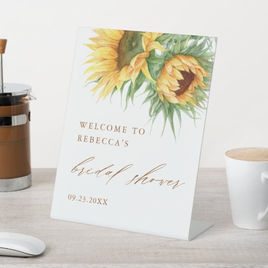 ひまわり素朴スクリプトブライダルシャワーへようこそ 台座サイン (インサイチュ)