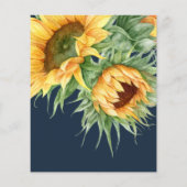 ひまわり素朴スクリプトブライダルシャワー招待状 (裏面)