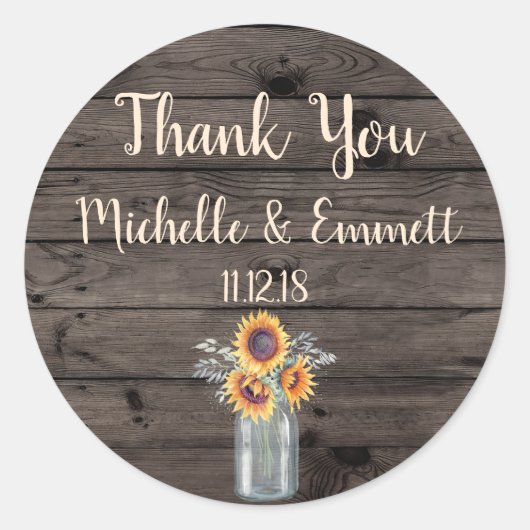 ひまわり素朴ステッカーありがとうお願い ラウンドシール (正面)