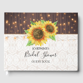 ひまわり素朴ストリングライトレースブライダルシャワー ゲストブック