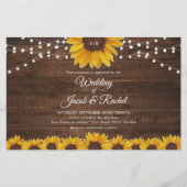 ひまわり素朴ストリングライト結婚式招待状 (正面)