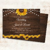 ひまわり素朴ストリングライト結婚式招待状