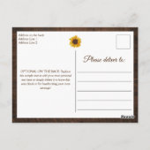 ひまわり素朴ストリングライト結婚式招待状 ポストカード (裏面)