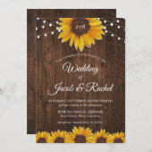 ひまわり素朴ストリングライト結婚式招待状 招待状 (正面/裏面)