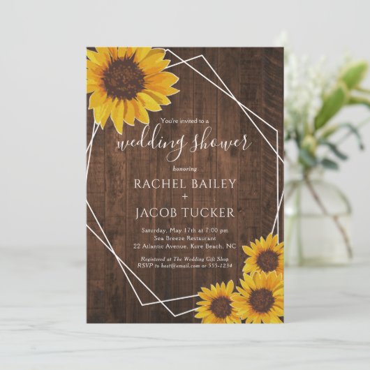 ひまわり素朴ストリングライト結婚式招待状 招待状 (スタンド正面)