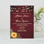 ひまわり素朴ストリングライト結婚式招待状 招待状 (スタンド正面)