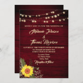 ひまわり素朴ストリングライト結婚式招待状 招待状 (正面/裏面)