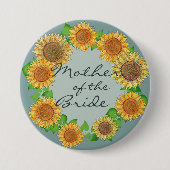 ひまわり素朴セージ緑の母の新郎 缶バッジ (正面)