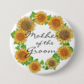 ひまわり素朴セージ緑の母の新郎 缶バッジ (正面)
