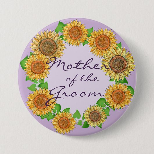 ひまわり素朴セージ緑の母の新郎 缶バッジ (正面)