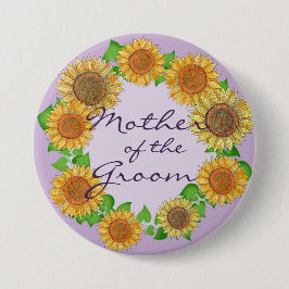 ひまわり素朴セージ緑の母の新郎 缶バッジ