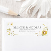 ひまわり素朴タンデム自転車の水彩画結婚色 ラベル (インサイチュ)