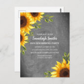 ひまわり素朴チャックボード引っ越し祝いパーティー ポストカード (正面/裏面)