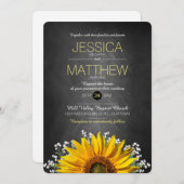 ひまわり素朴チョークボード結婚式招待状 招待状 (正面/裏面)