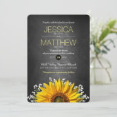 ひまわり素朴チョークボード結婚式招待状 招待状 (スタンド正面)