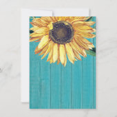 ひまわり素朴ティール（緑がかった色）ウッド結婚ズブライダルシャワー 招待状 (裏面)