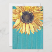 ひまわり素朴ティール（緑がかった色）ウッド結婚ズブライダルシャワー 招待状 (裏面)