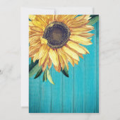 ひまわり素朴ティール(緑がかった色)ウッド結婚ズブライダルシャワーI 招待状 (裏面)