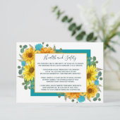 ひまわり素朴ティール（緑がかった色）バラ結婚の安全性向上 エンクロージャーカード (スタンド正面)