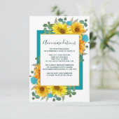 ひまわり素朴ティール(緑がかった色)バラ結婚ズ宿泊施設 エンクロージャーカード (スタンド正面)