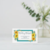 ひまわり素朴ティール(緑がかった色)ブルーバラズ結婚ウェブサイト エンクロージャーカード (スタンド正面)